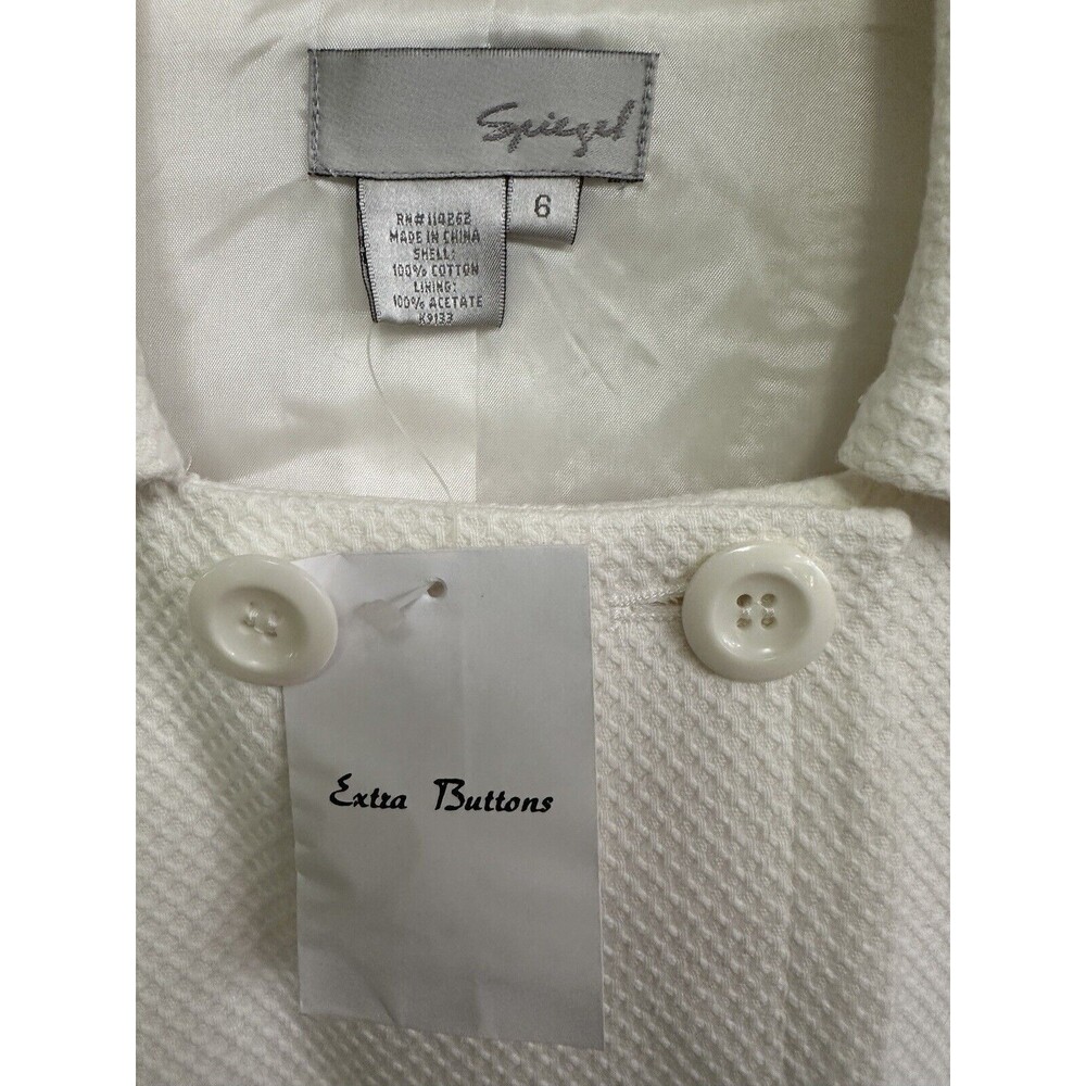Spiegel Women's White Waffle Weave Lined Double Breasted Blazer Jacket New Sz 8 - Picture 6 of 7